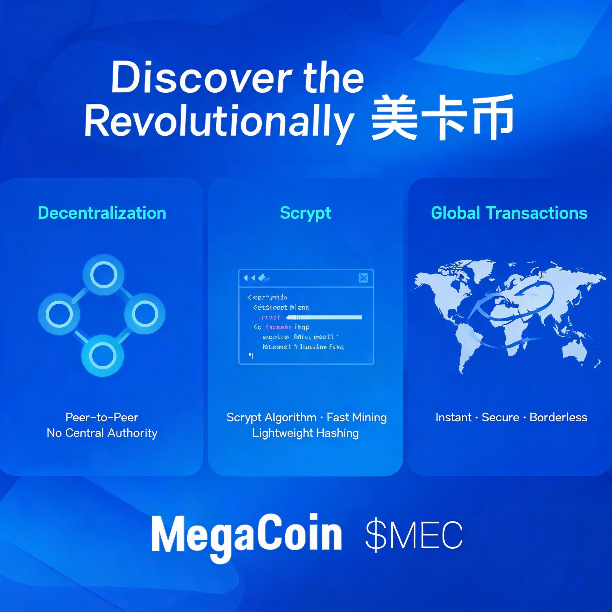 Discover the Revolutionary 美卡币 (MegaCoin): Decentralization, Scrypt, and Global Transactions Discover the Revolutionary 美卡币