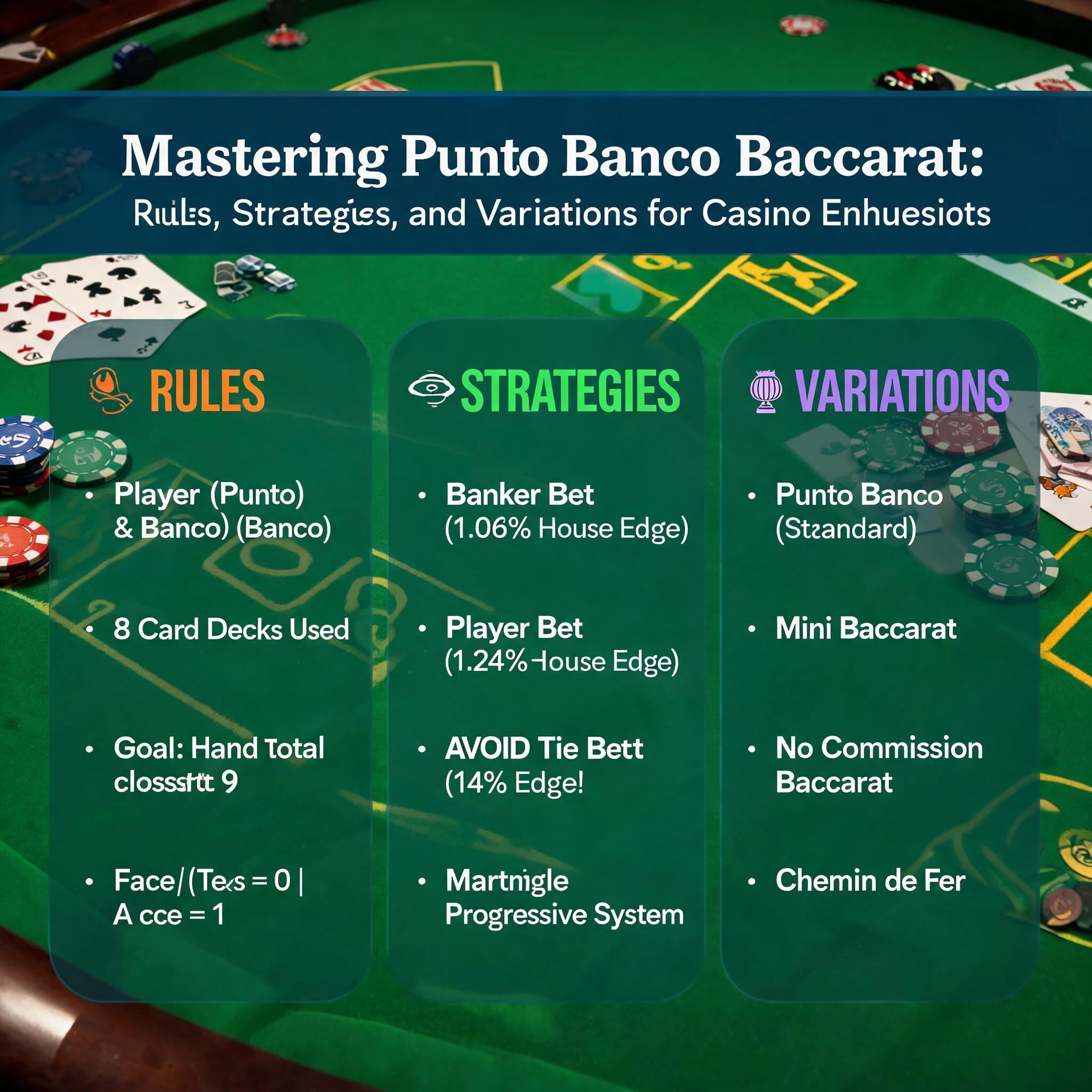 Mastering Punto Banco Baccarat: Rules, Strategies, and Variations for Casino Enthusiasts and Variations for Casino Enthusiasts